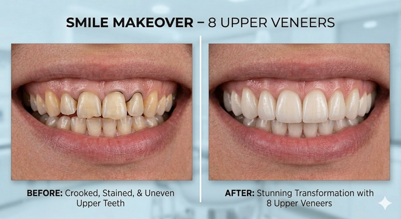 Smile Makeover – 8 Upper Veneers